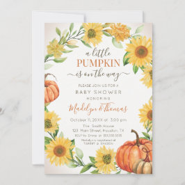 Invitación Sonnenblumen & Pumpkins fallen Baby-Dus Einladung