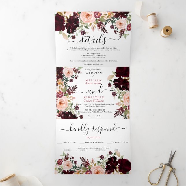 Invitación Tríptica Elegantes Triptychfoto Dreifach Gefaltete Einladung (Innenseite)