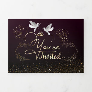 Invitación tríptica para boda personalizada dreifach gefaltete einladung