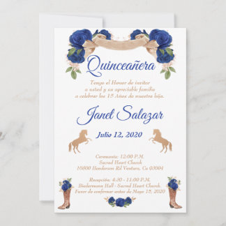 Invitaciones charro Quinceañera Charra azul Einladung