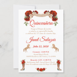 Invitaciones charro Quinceañera Charra Red Einladung