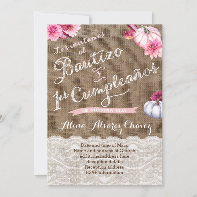 Invitaciónes con calabazas, Bautizo y 1er cumple Einladung (Vorderseite)