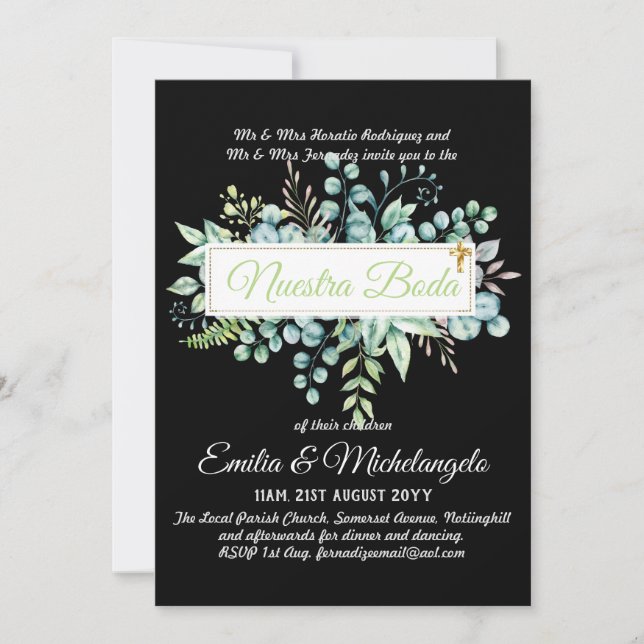 Invitaciones De Boda Baratas HOJAS Modernas (Vorderseite)