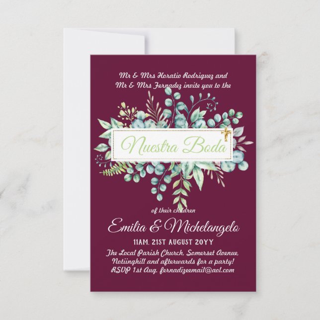 Invitaciones de Boda Baratas HOJAS Modernas (Vorderseite)