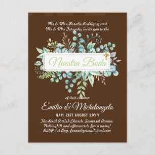 Invitaciones De Boda Baratas HOJAS Modernas Postkarte