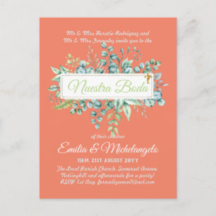 Invitaciones De Boda Baratas HOJAS Modernas Postkarte