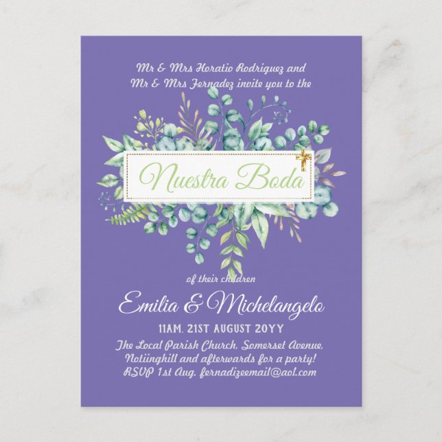 Invitaciones De Boda Baratas HOJAS Modernas Postkarte (Vorderseite)