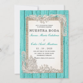 Invitaciones de Boda Rústicas Turquesa Einladung