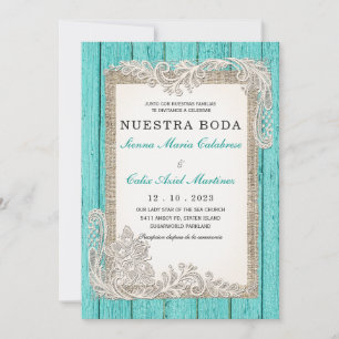 Invitaciones de Boda Rústicas Turquesa Einladung