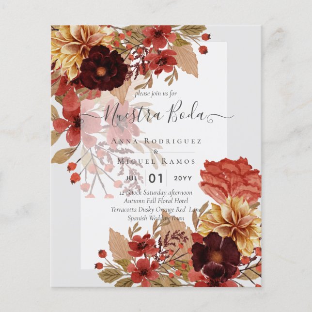 Invitaciones de Boda, spanisches Hochzeitbudget Fa Flyer (Vorne)