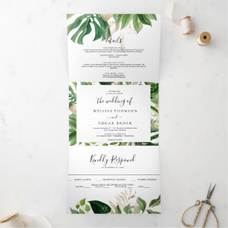 Invitaciones de boda trifásica moderna - Tropica d Dreifach Gefaltete Einladung