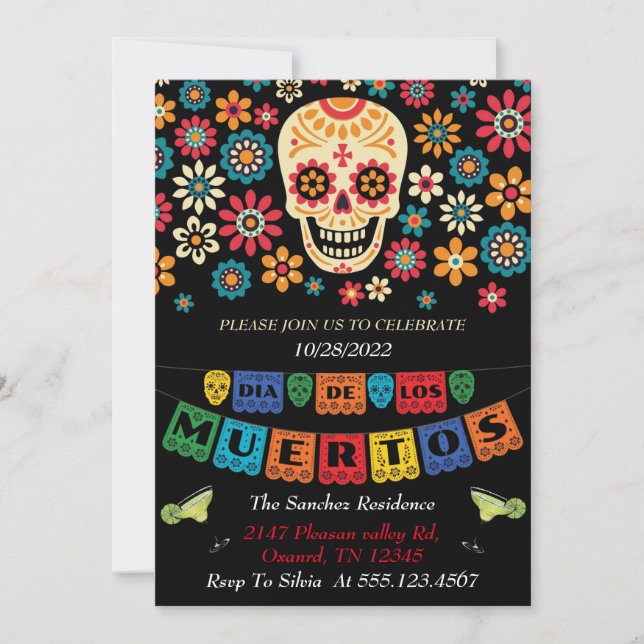invitaciones dia de los muertos, helloween invite (Vorderseite)