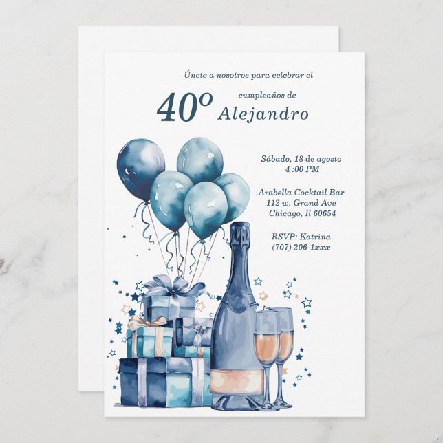 Invitaciones Personalizadas Modernas Para Hombre Einladung (Vorne/Hinten)