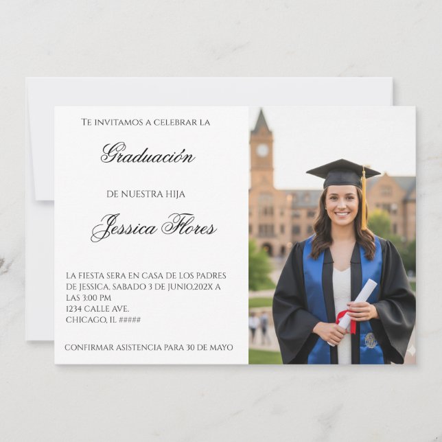 Invitaciónn de graduación con foto einladung (Vorderseite)