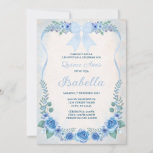 INVITACTION AZUL FLORAL EINLADUNG
