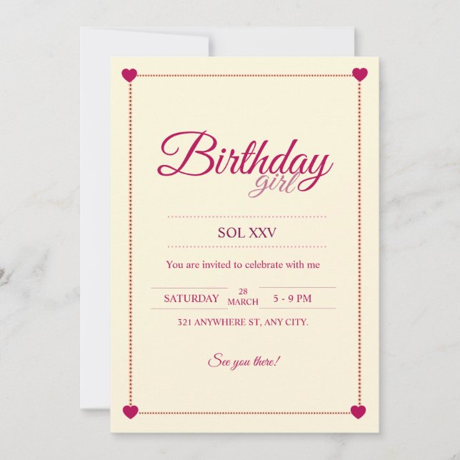 Invitation aesthetic de corazones rosas einladung (Vorderseite)