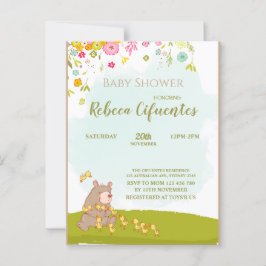 Invitation Baby Shower Bear and duckies Postkarte