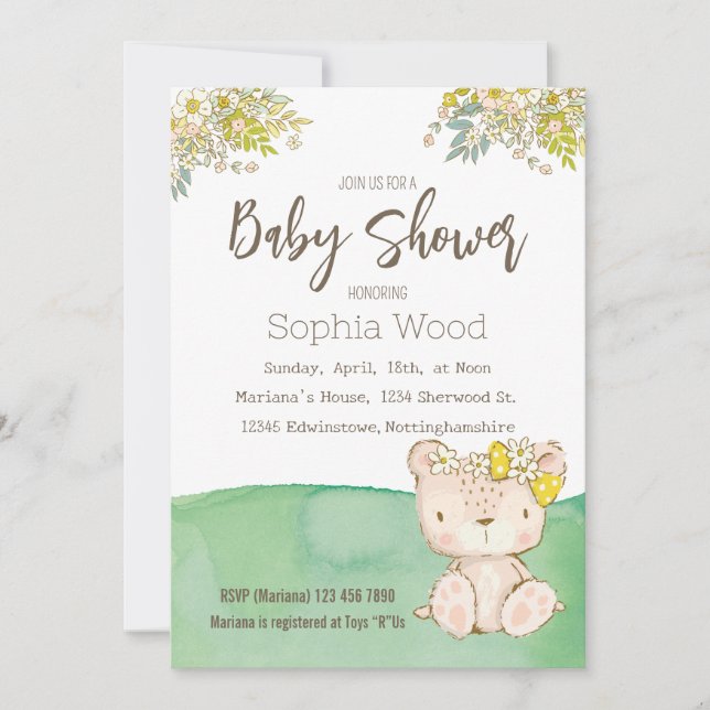 Invitation Baby Shower Little Bear Einladung (Vorderseite)