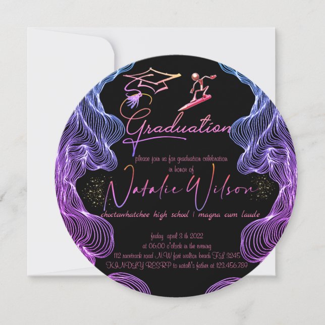 Invitation de graduación en multicolores einladung (Vorderseite)