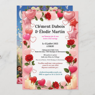 Invitation de Mariage Romantique aux Fleurs  Einladung