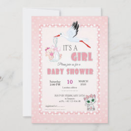 invitation for baby shower, it is a girl einladung