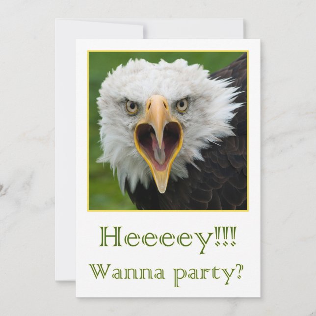 Invitation for party shouting bird of prey einladung (Vorderseite)