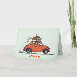Invitation Greeting Card Vintage Fiat 500 Einladung