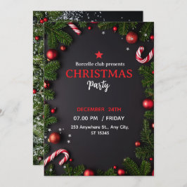 Invitation to a rustic Christmas party with a beau Einladung