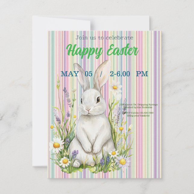 invitation to Easter with Peter Rabbit RSVP Karte (Vorderseite)