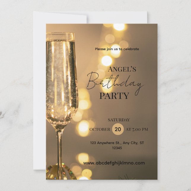 InvitationElegant Champagne Birthday Party Invitat Einladung (Vorderseite)