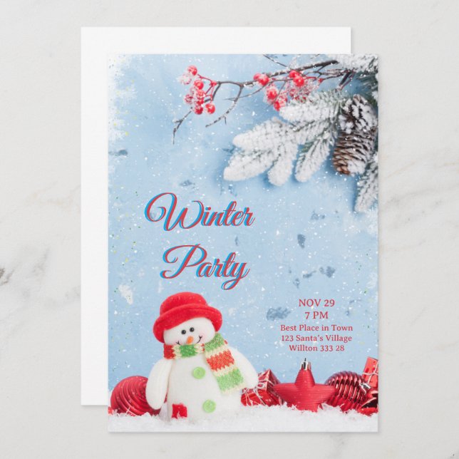 InvitationMinimalist Winterful Party Invitation Einladung (Vorne/Hinten)