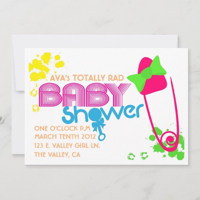 INVITATIONSWEISSE BABY (80er) Einladung (Vorderseite)