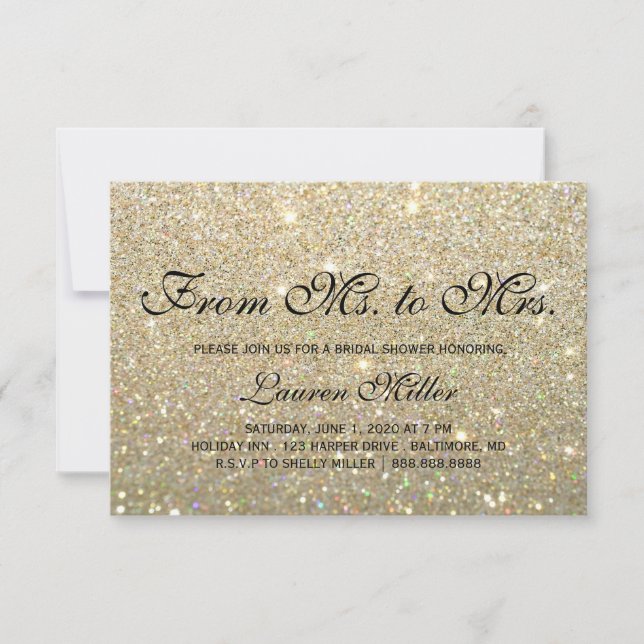 Invite - Gold Glit Fab Ms.Mrs. Brautparty Einladung (Vorderseite)