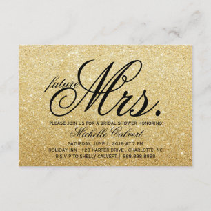 Invite - Golden Glitzer Brautparty Zukunft Frau. Einladung