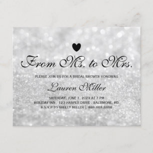 Invite - Lit Silver Glit Fab Frau.Mrs. Brautparty Einladung