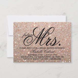 Invite-Rose Gold Glitzer BridalShower Zukunft Mrs. Einladung