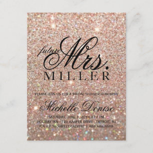 Invite-Rose Gold Glitzer Fab Future Frau Bridal Einladung