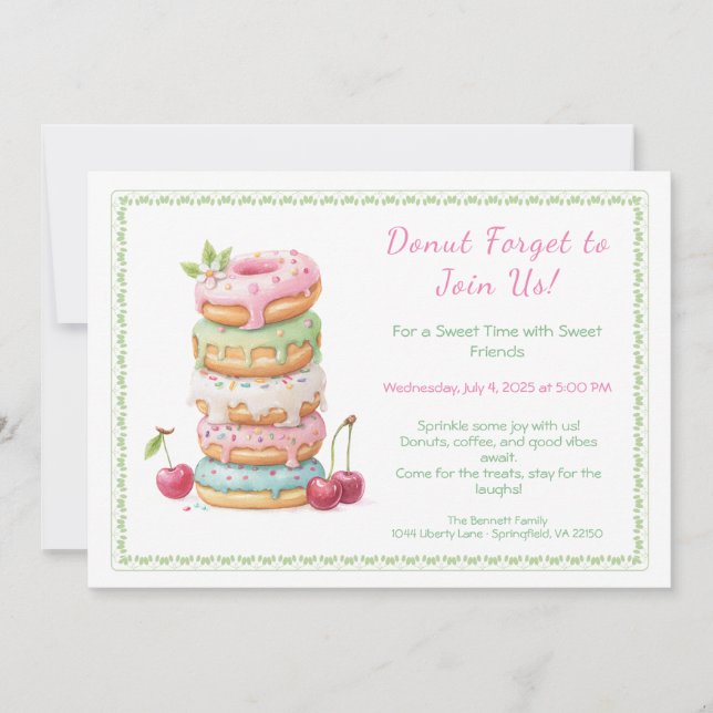 Invite to a Sweet Donut Party Colorful Celebration Einladung (Vorderseite)