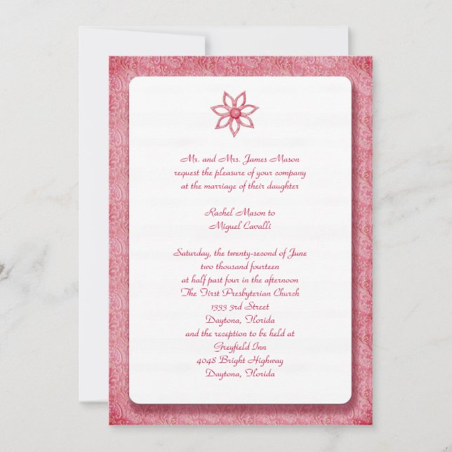Invitititäten der rosafarbenen Blume Einladung (Vorderseite)