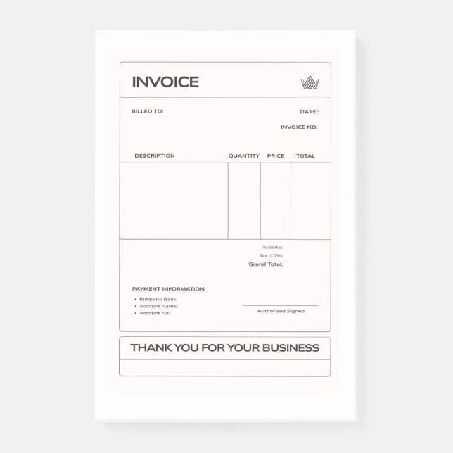 invoice post-it klebezettel (Vorderseite)