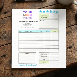 Invoice Sales Receipt Form | Custom Business Logo Notizblock