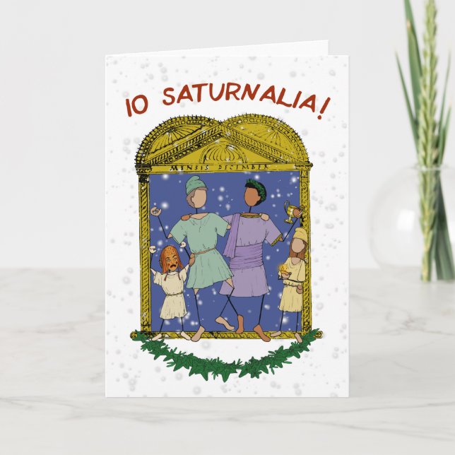 Io Saturnalia! Festliche Grußkarte Ankündigung (Vorderseite)