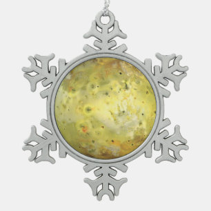Io Vulkanmond Jupiter Schneeflocken Zinn-Ornament