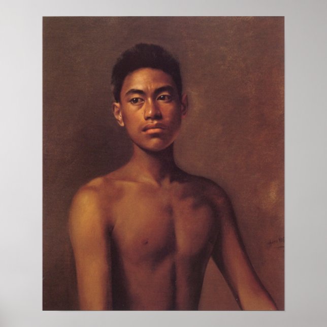 'Iokepa, Hawaiian Fisher Boy' - Hubert Vos Poster (Vorne)