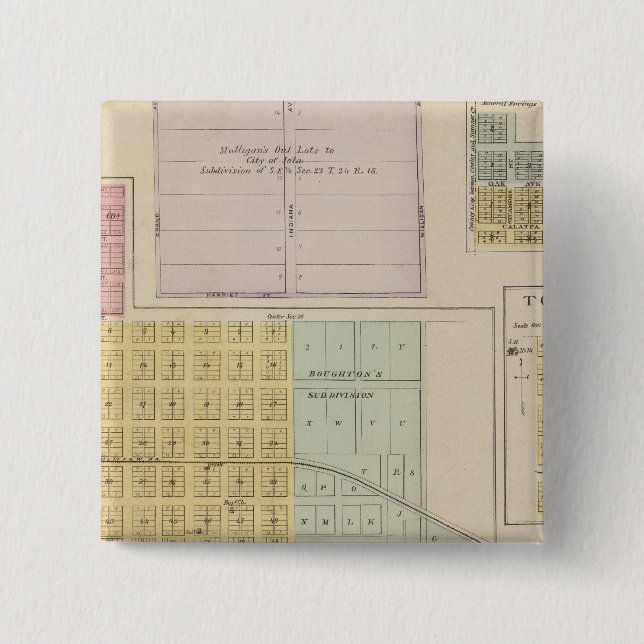 Iola, Torrance und Kellogg, Kansas Button (Vorderseite)