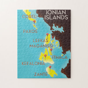 Ionian Islands map poster. Puzzle