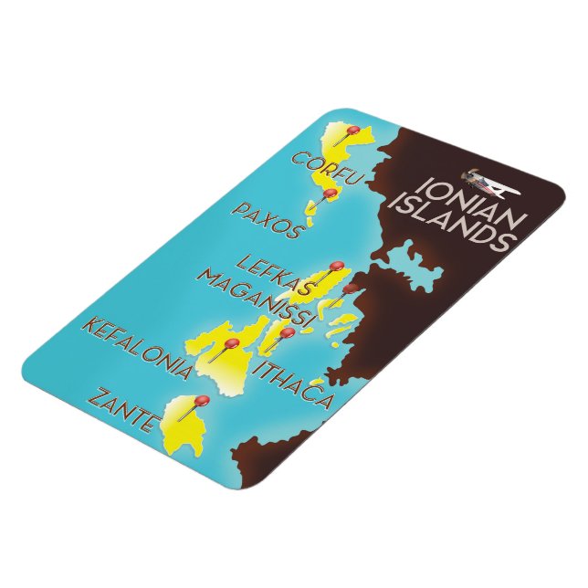 Ionische Inseln Karte Poster. Magnet (Linke Seite)