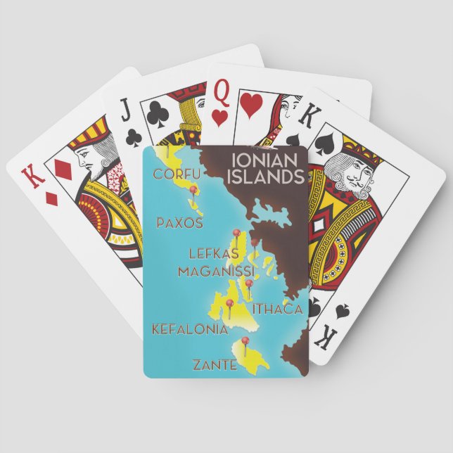 Ionische Inseln Karte Poster. Spielkarten (Rückseite)