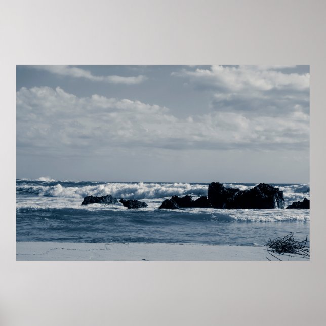 Ionisches Meer, das durch schäumende Wellen aufger Poster (Vorne)