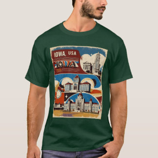 Iowa 1950s USA Vintage Retro Tourism Oversized T-Shirt